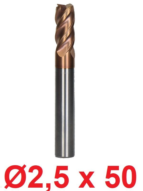 Ø2,5 x 50 mm Karbür Freze Düz d2:4 mm