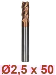Ø2,5 x 50 mm Karbür Freze Düz d2:4 mm