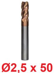 Ø2,5 x 50 mm Karbür Freze Düz d2:4 mm