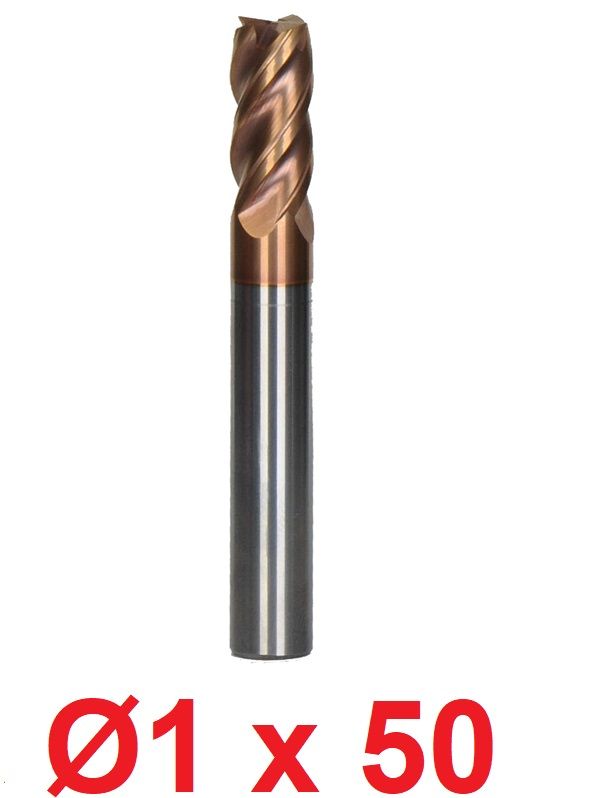 Ø1 x 50 mm Karbür Freze Düz d2:4 mm