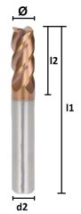 Ø1 x 50 mm Karbür Freze Düz d2:4 mm