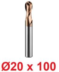 Ø20 x 100 mm Karbür Küre Freze