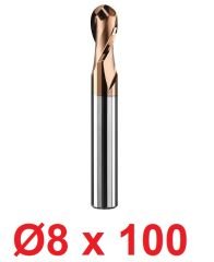 Ø8 x 100 mm Karbür Küre Freze