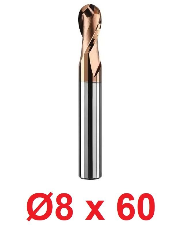 Ø8 x 60 mm Karbür Küre Freze