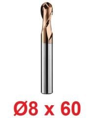 Ø8 x 60 mm Karbür Küre Freze