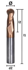 Ø5 x 75 mm Karbür Küre Freze