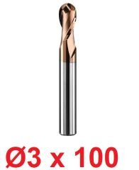 Ø3 x 100 mm Karbür Küre Freze