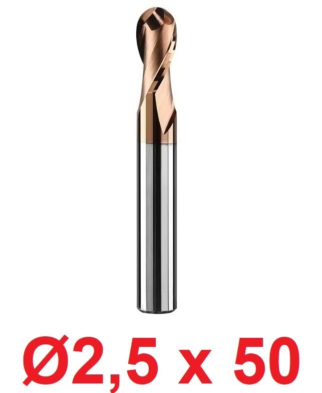 Ø2,5 x 50 mm Karbür Küre Freze d2:4 mm