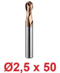 Ø2,5 x 50 mm Karbür Küre Freze d2:4 mm