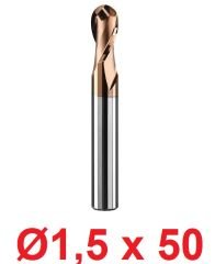 Ø1,5 x 50 mm Karbür Küre Freze d2:4 mm