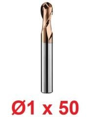 Ø1 x 50 mm Karbür Küre Freze d2:4 mm