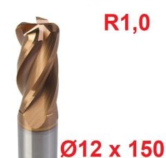 Ø12 x 150 mm R1 Karbür Köşe Radüs Freze