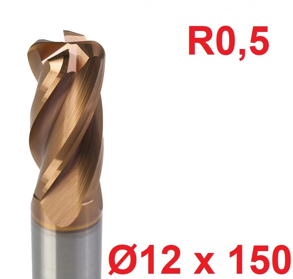 Ø12 x 150 mm R0,5 Karbür Köşe Radüs Freze