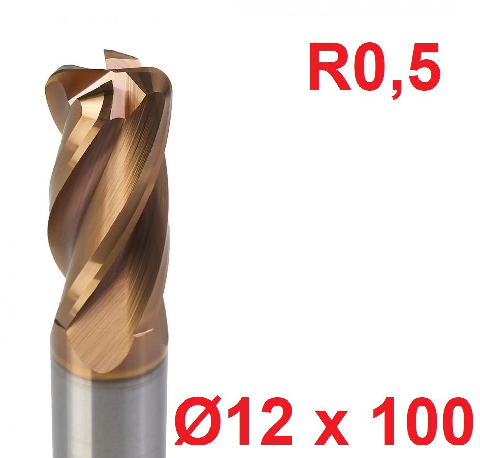 Ø12 x 100 mm R0,5 Karbür Köşe Radüs Freze