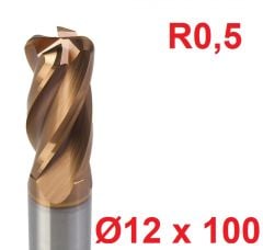 Ø12 x 100 mm R0,5 Karbür Köşe Radüs Freze