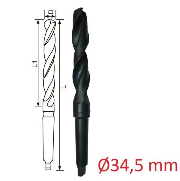 Ø34,5 mm DIN 345 Mors Konik Saplı Matkap Ucu