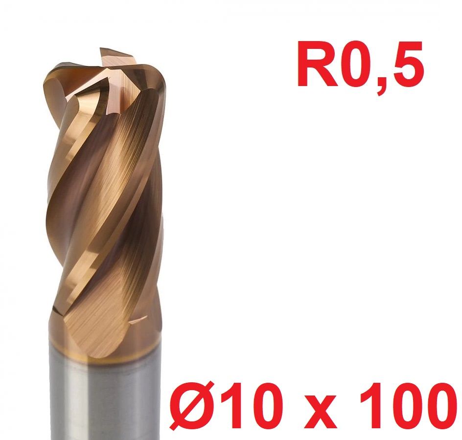 Ø10 x 100 mm R0,5 Karbür Köşe Radüs Freze