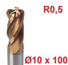 Ø10 x 100 mm R0,5 Karbür Köşe Radüs Freze