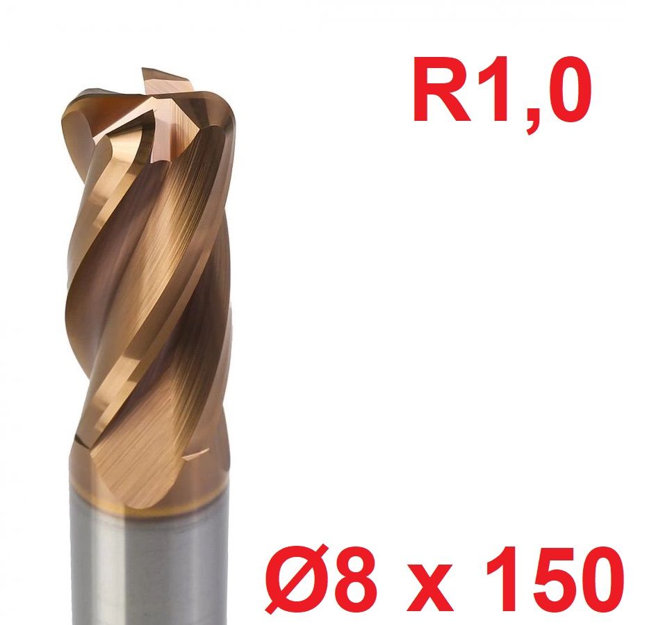 Ø8 x 150 mm R1 Karbür Köşe Radüs Freze