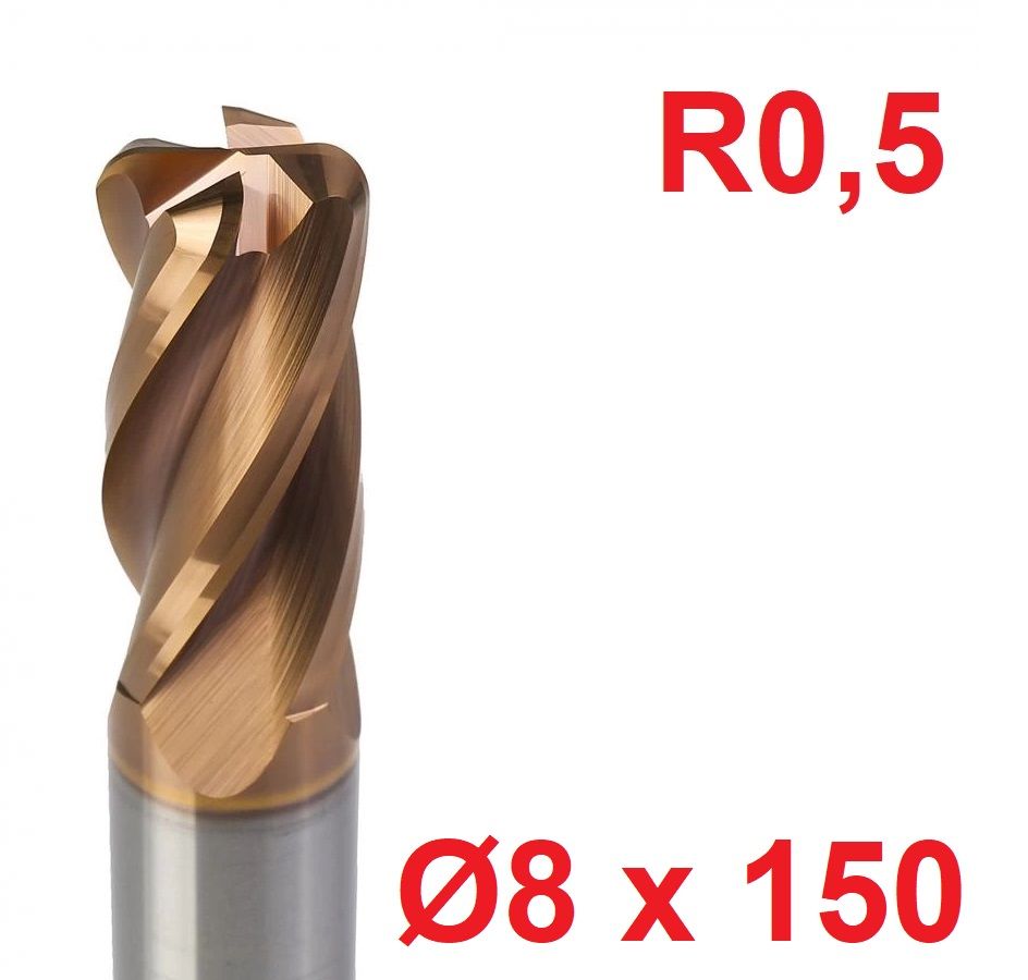 Ø8 x 150 mm R0,5 Karbür Köşe Radüs Freze