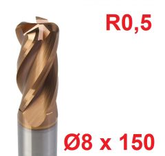 Ø8 x 150 mm R0,5 Karbür Köşe Radüs Freze