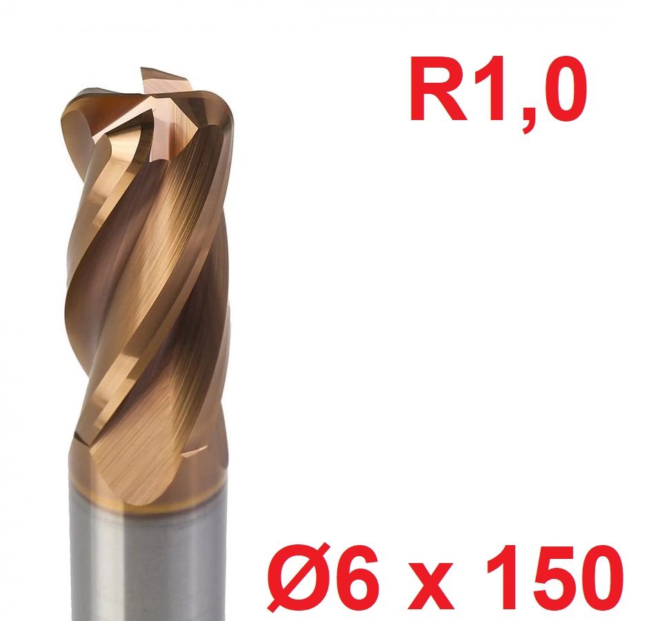 Ø6 x 150 mm R1 Karbür Köşe Radüs Freze