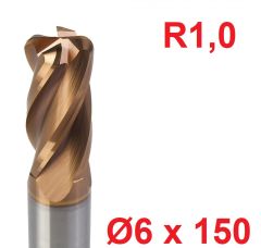 Ø6 x 150 mm R1 Karbür Köşe Radüs Freze