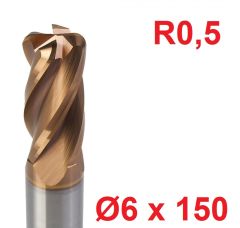 Ø6 x 150 mm R0,5 Karbür Köşe Radüs Freze