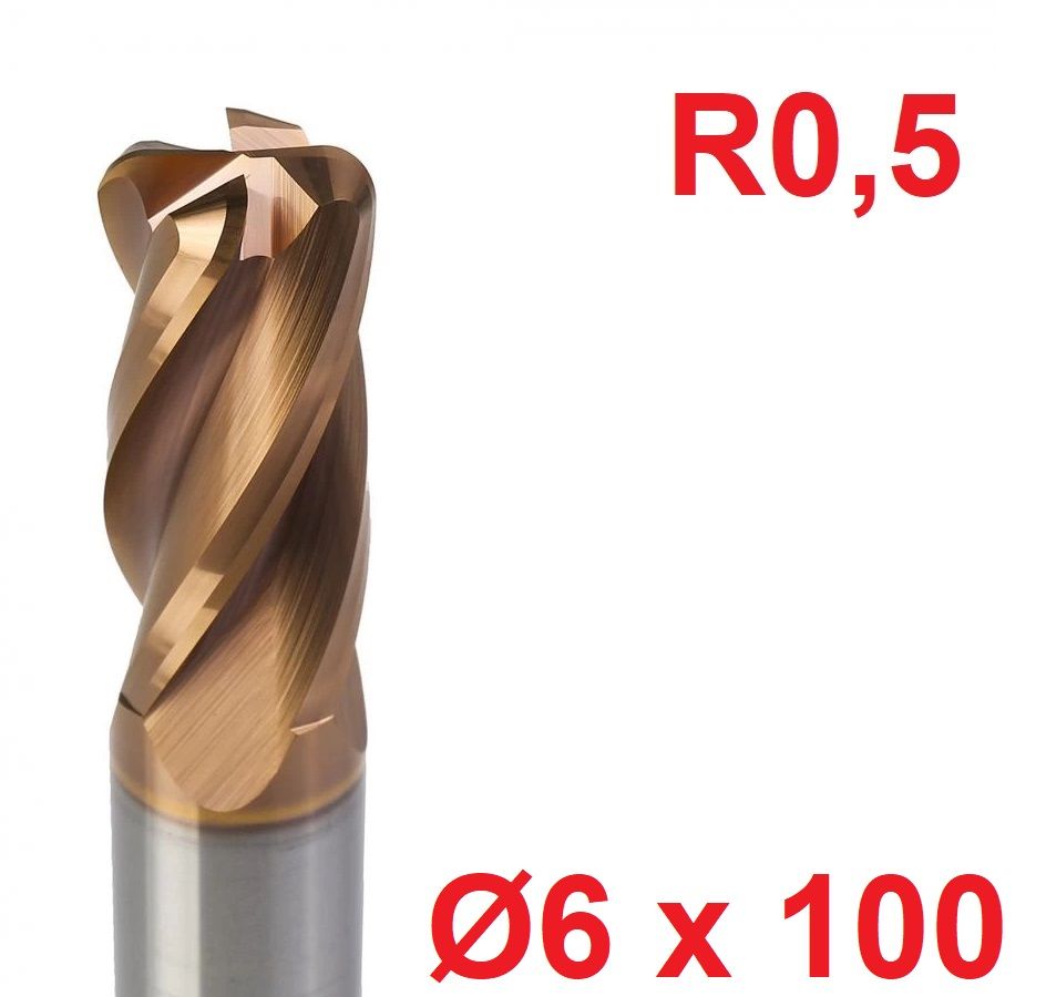 Ø6 x 100 mm R0,5 Karbür Köşe Radüs Freze