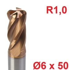 Ø6 x 50 mm R1 Karbür Köşe Radüs Freze