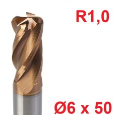 Ø6 x 50 mm R1 Karbür Köşe Radüs Freze