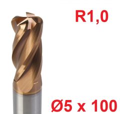 Ø5 x 100 mm R1 Karbür Köşe Radüs Freze
