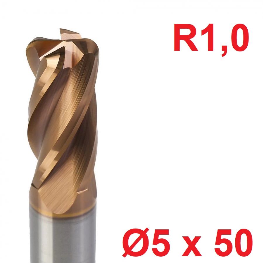 Ø5 x 50 mm R1 Karbür Köşe Radüs Freze