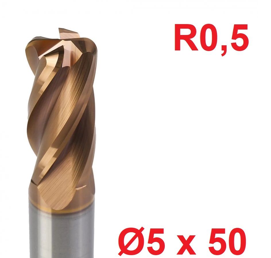 Ø5 x 50 mm R0,5 Karbür Köşe Radüs Freze