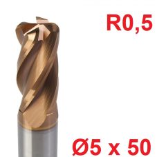 Ø5 x 50 mm R0,5 Karbür Köşe Radüs Freze
