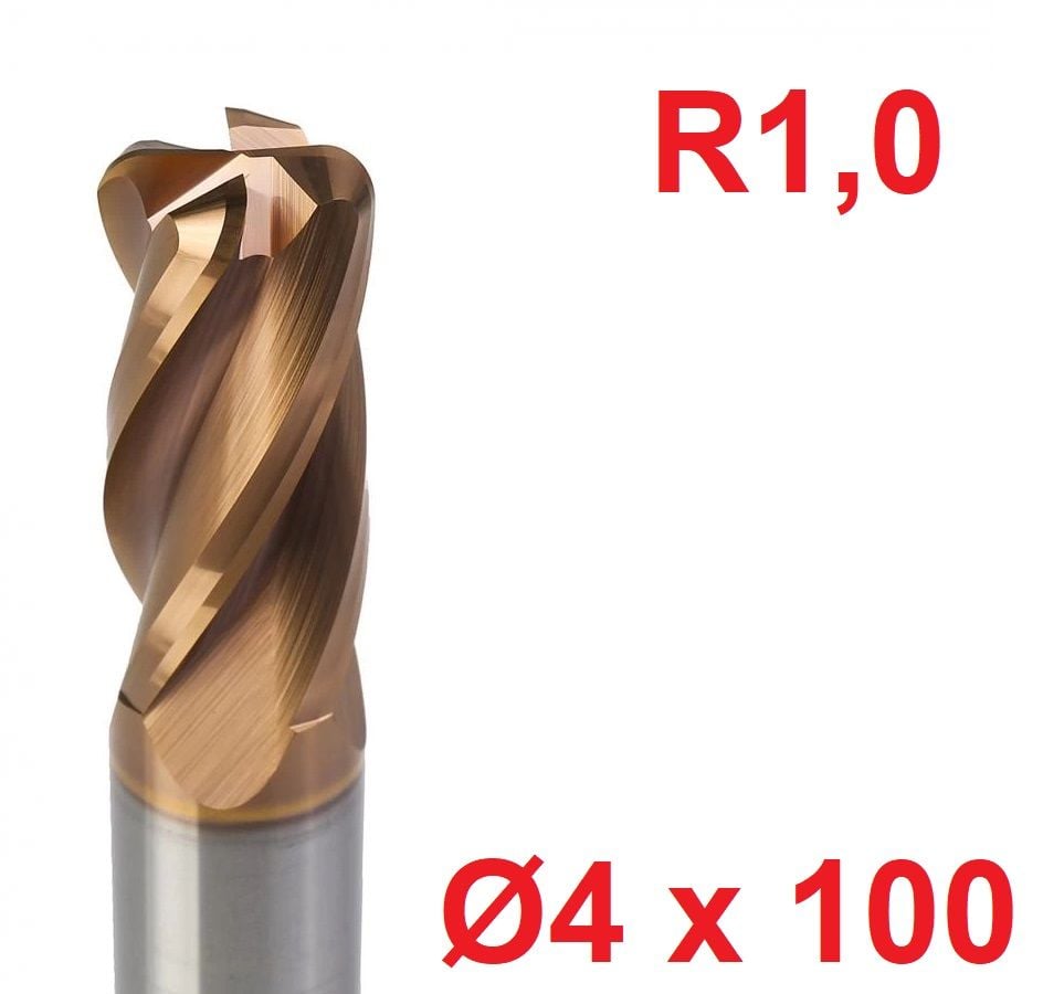 Ø4 x 100 mm R1 Karbür Köşe Radüs Freze