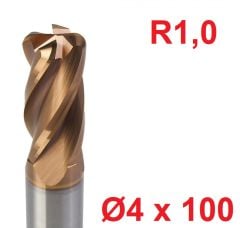 Ø4 x 100 mm R1 Karbür Köşe Radüs Freze
