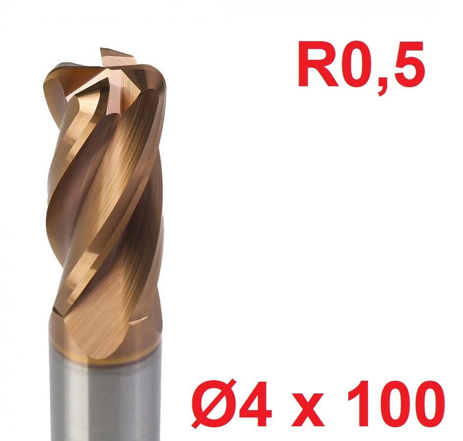 Ø4 x 100 mm R0,5 Karbür Köşe Radüs Freze