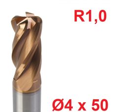 Ø4 x 50 mm R1 Karbür Köşe Radüs Freze