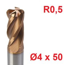 Ø4 x 50 mm R0,5 Karbür Köşe Radüs Freze