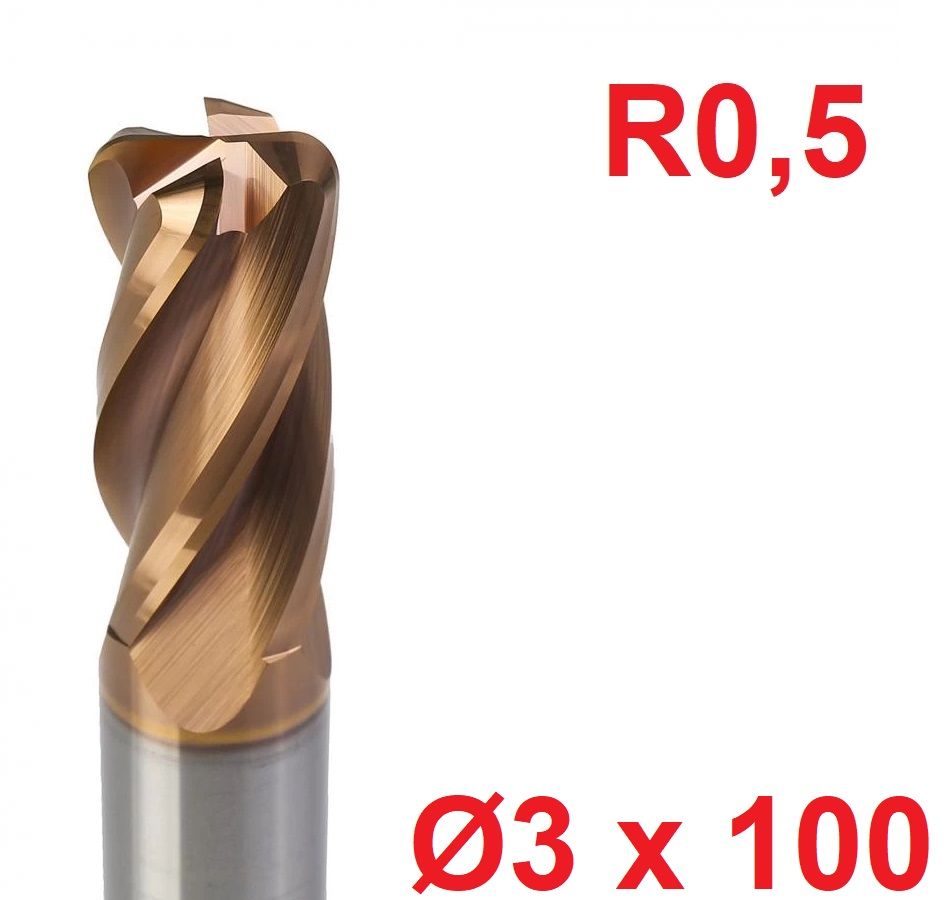 Ø3 x 100 mm R0,5 Karbür Köşe Radüs Freze