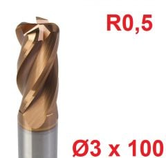 Ø3 x 100 mm R0,5 Karbür Köşe Radüs Freze