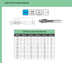 M16 Sabit Pilotlu Havşa Freze DIN373