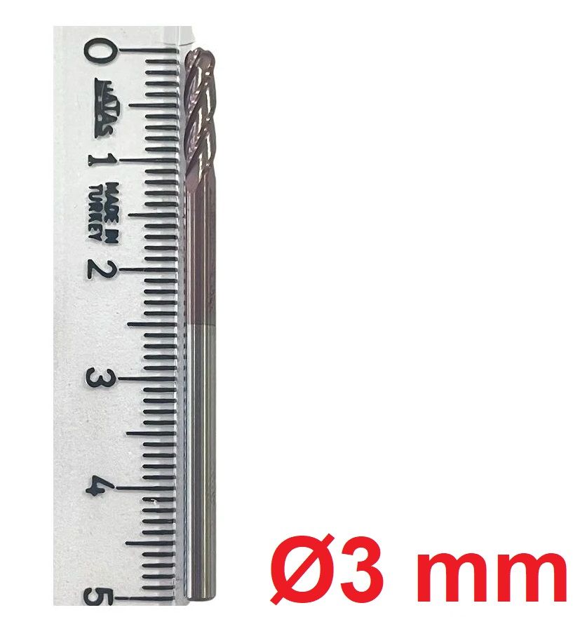 Ø3 mm Karbür Freze Küre R1,5