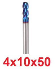 Ø4 x 10 x 50 mm Karbür Freze HRC65