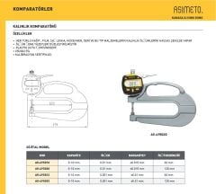 0-10mmx0.001x30 Dijital Kalınlık Komparatörü AS-495013