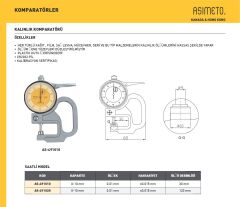 0-10mmx0.01x30 Saatli Kalınlık Komparatörü AS-491010