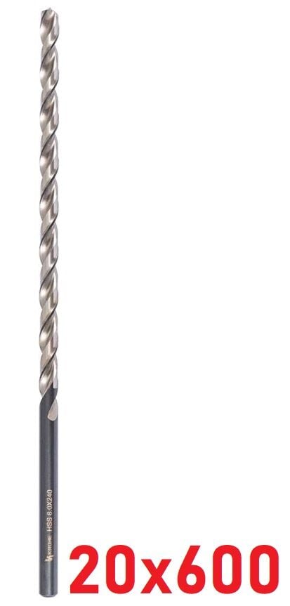 Ø20 x 600 mm Uzun Matkap Ucu DIN 1869 HSS