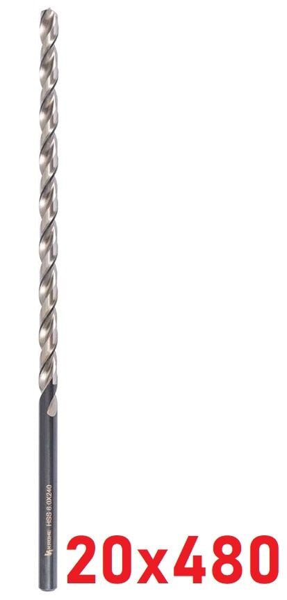 Ø20 x 480 mm Uzun Matkap Ucu DIN 1869 HSS