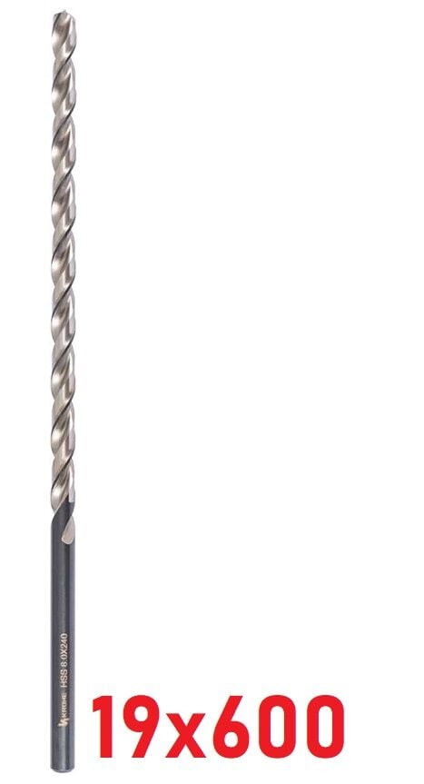 Ø19 x 600 mm Uzun Matkap Ucu DIN 1869 HSS